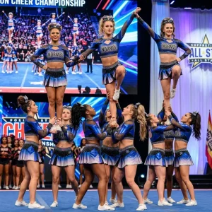 Manufacturer Custom Design Girls Cheerleader Costumes Printed Rhinestones Cheerleading Uniforms