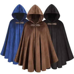 Medieval Black Hooded Cloak Renaissance Gothic Cosplay Cape