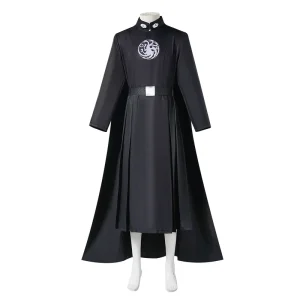 Medieval Black Stand Collar Long Robe With Cape Adult Cosplay Costume