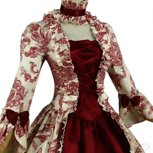 Medieval Court Queen Halloween Costume Polyester Women’s Vintage Performance Outfit