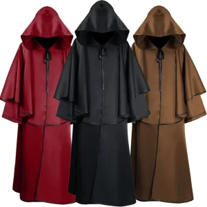 Medieval Hooded Robe Costume Adult Monk Cloak Wizard Performance Stage Clothing