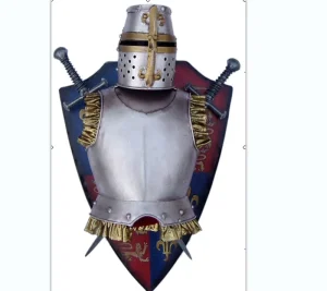 Medieval Knight Full-Body Armor Costume with Shield and Cloak