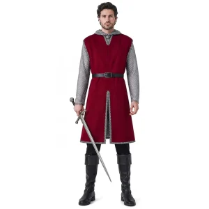 Medieval Knight Sleeveless Surcoat Tunic Renaissance Crusader Swordsman Costume for Men Historical LARP Cosplay Robe