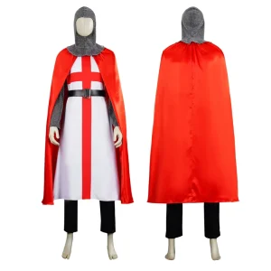 Medieval Knights Templar Tunic Renaissance Surcoat Warrior Outfit Red Cloak Top