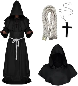 Medieval Monk Robe Priest Robe Halloween Cosplay Costume Cloak Performance Wear