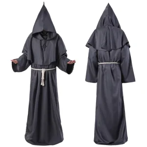 Medieval Monk Wizard Pastor Cosplay Suit Set for Adults