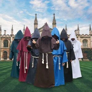 Medieval Monk Wizard Priest Death Robe Cosplay Costume Halloween Polyester Unisex Adult