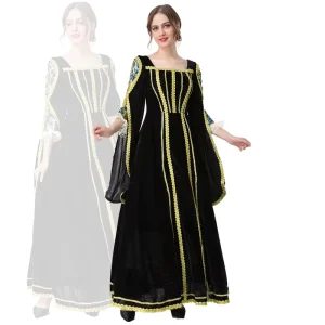 Medieval Renaissance Costume Dress Women Adult Retro Polyester Historical Outfit Halloween TV Movie Cosplay Events