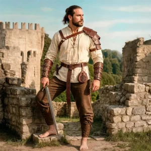 Medieval Renaissance Knight Tunic Costume Set with Accessories Viking LARP Halloween Cosplay TV and Movie Props