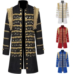 Medieval Renaissance Men’s Long Sequined Coat Jacket King Prince Royal Court Costume