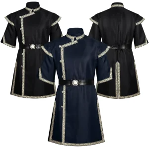 Medieval Renaissance Viking Tunic Slim Fit LARP Costume Knight Pirate Mercenary Samurai Outfit for Men