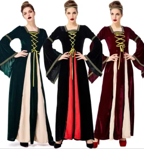 Medieval Renaissance Wedding Gown Long Robe Halloween Costume for Women