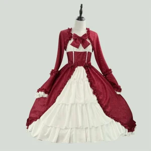 Medieval Retro Gothic Court Dress Festival Celebration Waist Bow Dress Cosplay Royal Princess Costume