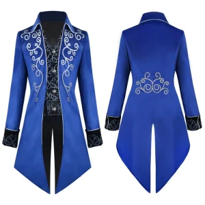 Medieval Silver Trim Vintage Punk Cosplay Jacket