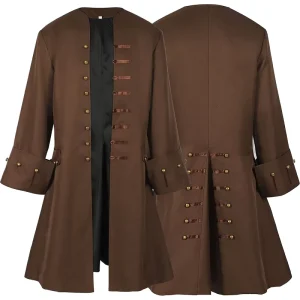 Medieval Vintage Brown Pirate Gothic Steampunk Jacket
