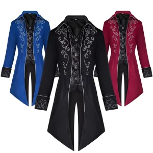 Medieval Vintage Costume Mid Length Punk Style Unisex Roleplay Jacket Halloween Costume
