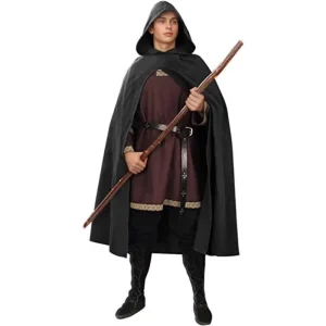 Medieval Vintage Hooded Cloak Set European Retro Warrior Costume Halloween Comic Con Stage Performance Outfit