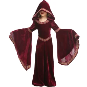 Medieval Wine Red Vampire Dress for Girls