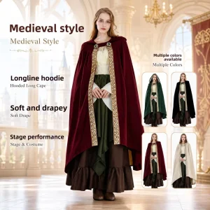 Medieval Women’s Adult Custom made Cloak Halloween Costume Echo Character Stage Performance Cross Border European American