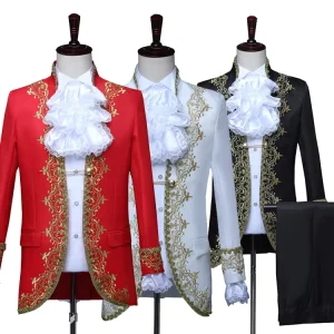 Men Court Suit Retro Fashion Stage Performance Costume Set Dress 2 Pieces