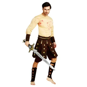 Men Halloween Cosplay Costume Dress Muscle Spartan Knight Ancient Warrior Costume for Carnival Party