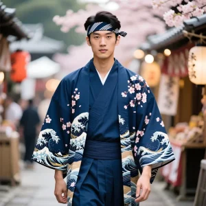 Men Japanese Kimono Cosplay Costume Anime Style School Uniform HAPPI