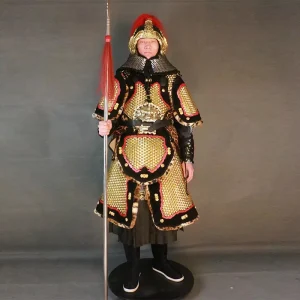 Men’s Ancient General’s Armor Full-Body Three Kingdoms Qin-Han Style Performance Costume Set 100% Polyester