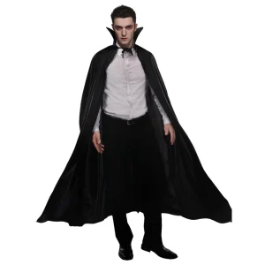 Men’s Black Vampire Cape Costume High Collar One Size Long Cape Halloween Cosplay Party