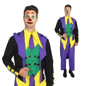 Men’s Carnival Clown Costume Cosplay Party Halloween Joker Suit