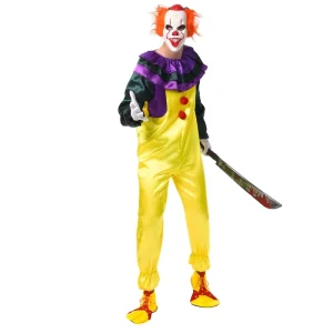 Men’s Classic Horror Clown Costume for Halloween Carnival Parties