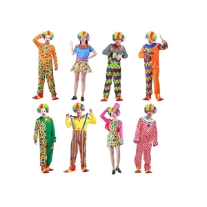 Men’s Colorful Adult Clown Costume Suit for Halloween Carnival Parties and Cosplay