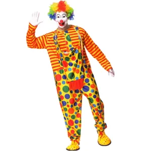 Mens Colorful Clown Costume for Halloween and Cosplay