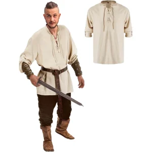 Men’s Cosplay Costume for Halloween Retro Vintage Medieval Renaissance Pants Outfits Waist Belt Arm Guards Top Inspired Pirates