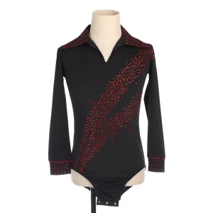 Mens Dance Performance Costume Leotard Bodysuit Jumpsuits for Ice Figure Skating Ballroom Dance Practice Sessions Competition