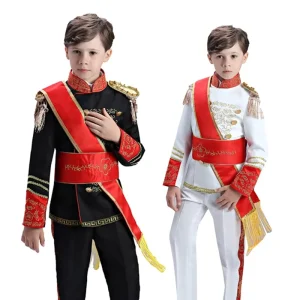 Men’s Deluxe Royal Guard Costume Set for Kids Adults in White Black Colors