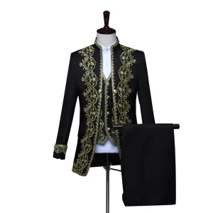 Men’s Gothic Cosplay Costume Top Renaissance Medieval Embroidery King Prince Royal Court Stage Performance