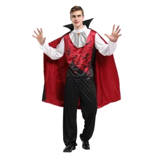Men’s Gothic Vampire Halloween Costume with Cape