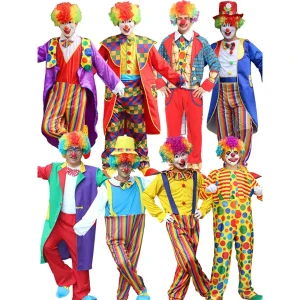 Men’s Halloween Clown Costume Joker Dress Set