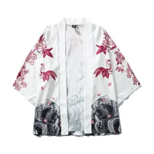 Men’s Japanese Fashion Kimono Cardigan Plus Size Jacket Yukata Casual 100% Polyester Lightweight Kimono Jacket