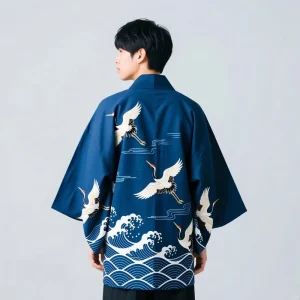 Men’s Japanese Kimono Cosplay Costume Traditional Yukata for Drama HAPPI