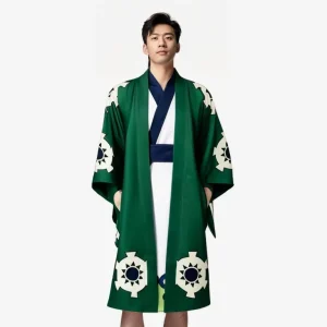 Men’s Japanese Style Kimono Bathrobe Set Anime Cosplay Long Sleeve Outfit