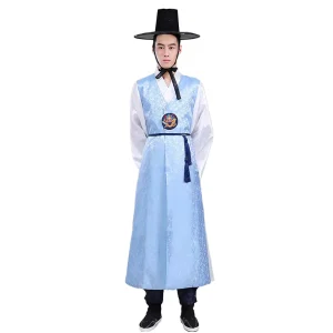 Men’s Korean Hanbok Traditional Court Official Attire Ancient Long Robe Performance Costume