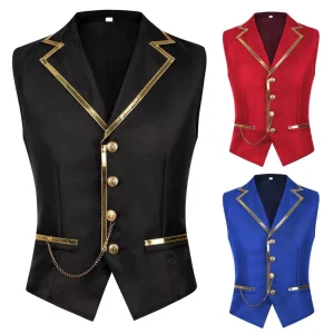 Men’s Magician Vest Waistcoat Cartoon Wizard Warlock Cosplay Costume