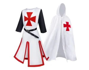 Men’s Medieval Cross Tunic Knight Robe Templar Style Stage Performance Outfit