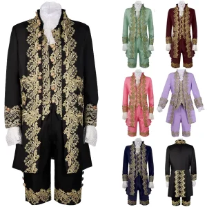 Men’s Medieval Prince Long Sleeve Coat Costume Set