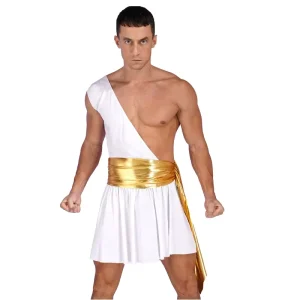 Men’s One Shoulder Ancient Greek God Knight Costume Cosplay Outfits Halloween Stage Performance Costume