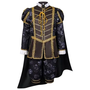 Men’s Printed Elizabeth King Costume Royal Dynasty King Suit Victorian Cosplay Stage Performance Halloween Costume