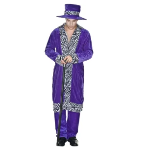Men’s Purple Pimp Costume Adult Halloween Cosplay Outfit