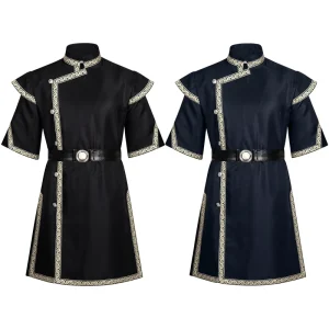Men’s Red and White Martial Arts Uniform with Belt for Karate and Cosplay