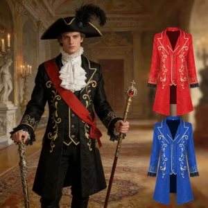Men’s Steampunk Vintage Jacket Gothic Victorian Frock Coat Tuxedo Gentleman Tailcoat Medieval Costumes